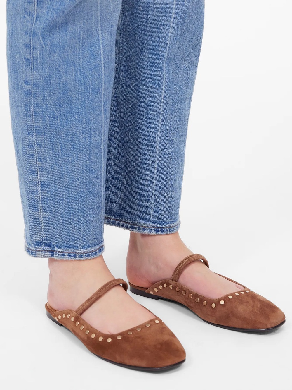 Madewell The Greta Ballet Flat Mule in Aged Cognac Suede Size 8 - Picture 3 of 11